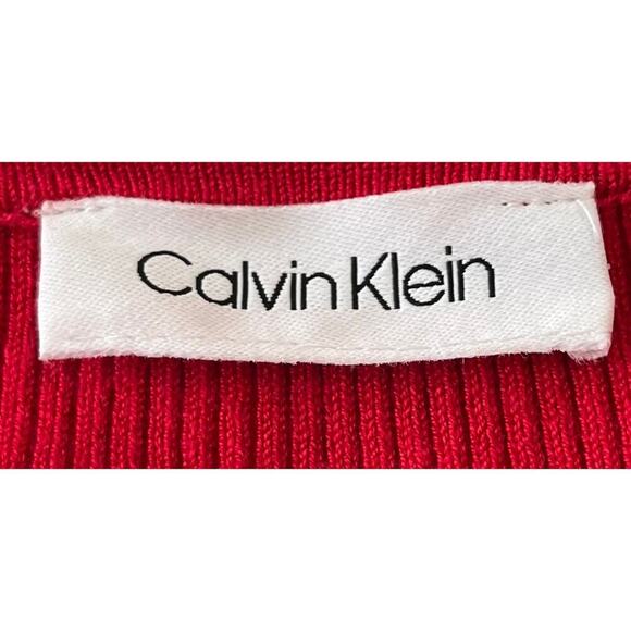 CALVIN KLEIN LONG RAGLAN SLV PULL-OVER RIBBED KNIT SWEATER, WOMENS, XL, RED - Picture 10 of 12
